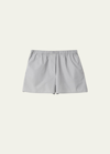 Miu Miu Logo-embroidered Poplin-cotton Boxers In F0024 Alluminio