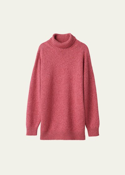 Miu Miu Oversized Turtleneck Cashmere Wool Jumper In F0028 Rosa