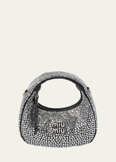 Miu Miu Wander Schultertasche Mit Kristallen In F0002 Nero