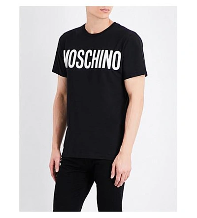 Moschino Logo Printed Cotton Jersey T-shirt, Black