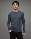 Allsaints Mode Merino Crew Neck Ramskull Sweater In Dark Slate Blue