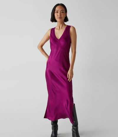 Michael Stars Randi Satin Midi Dress In Oli