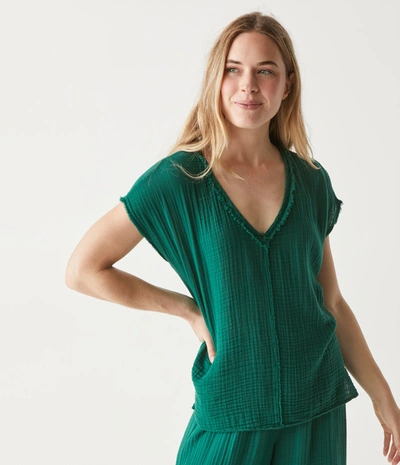 Michael Stars Draya Gauze V-neck Top In Noc