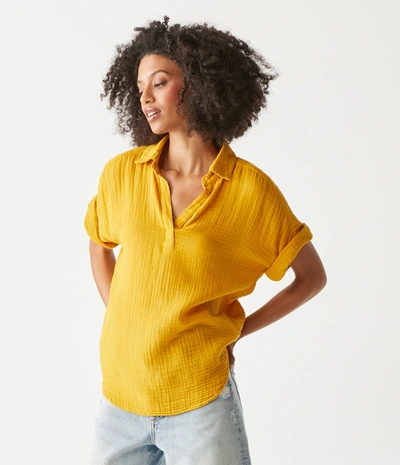 Michael Stars Gigi Gauze Popover Top In Yellow