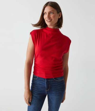 MICHAEL STARS AMARA RIBBED POWER SHOULDER TEE