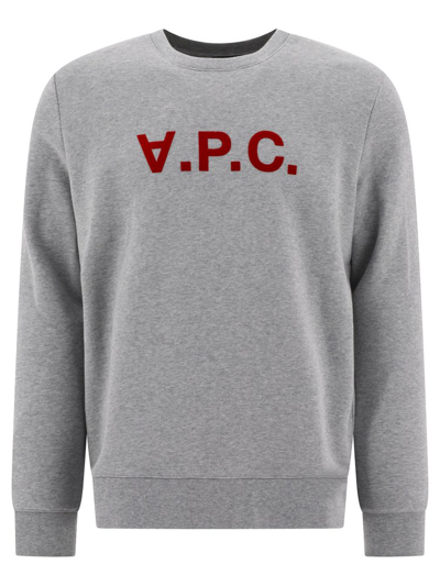 Apc Logo-flocked Cotton-jersey Sweatshirt In Grey