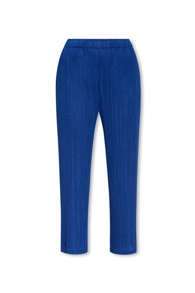 Issey Miyake Mc August Plissé Cropped Trousers In Blue