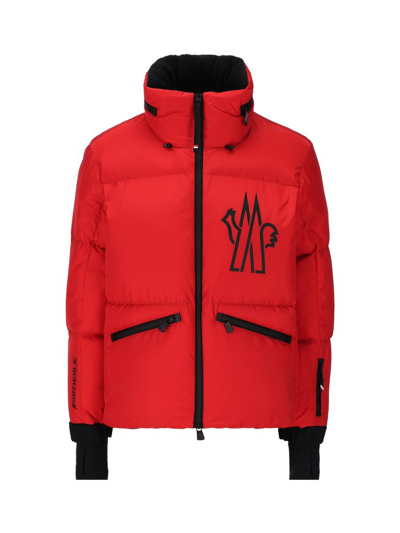 Moncler Grenoble Logo Printed Padded Jacket In Red