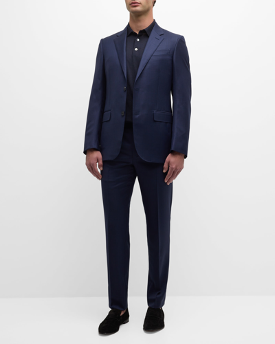 Zegna Men's Plaid Wool Suit In Blue Navy Check
