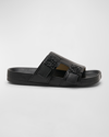 Loewe Ease Leather Dual-buckle Slide Sandals In Black