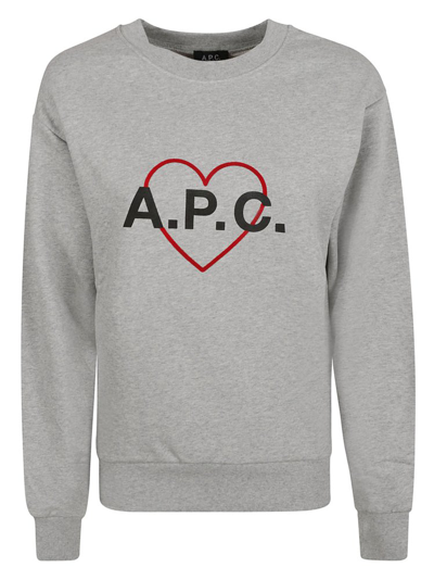 Apc A.p.c. Logo Printed Crewneck Sweatshirt In Grey