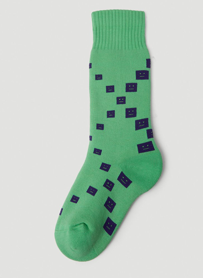 Acne Studios Face Logo Jacquard Knitted Socks In Multi