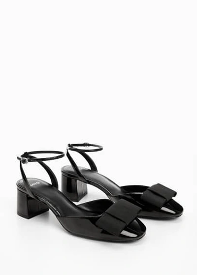 Mango Patent Leather Bow Shoe Black In Noir