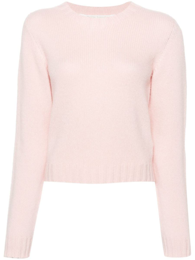 Palm Angels Logo-jacquard Ribbed-knit Jumper In Pink White