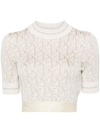Palm Angels Monogram Cropped Top In Neutral