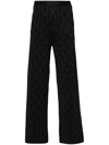 Palm Angels Monogram Jacquard Flared Pants In Black Black