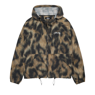 Pre-owned Stussy Beach Shell Fur Print Jacket 'brown' In Multi-color