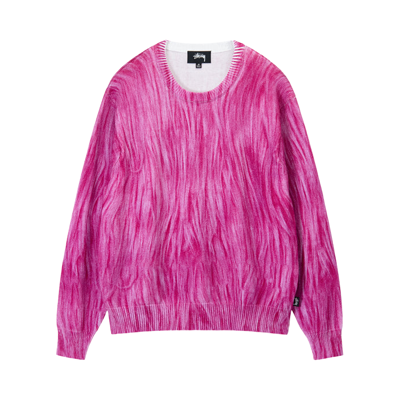 Pre-owned Stussy Printed Fur Sweater 'pink'