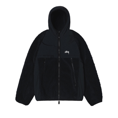 Pre-owned Stussy Sherpa Paneled Hooded Jacket 'black'