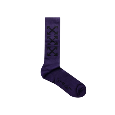 Pre-owned Off-white Arrow Bookish Medium Socks 'purple/black'