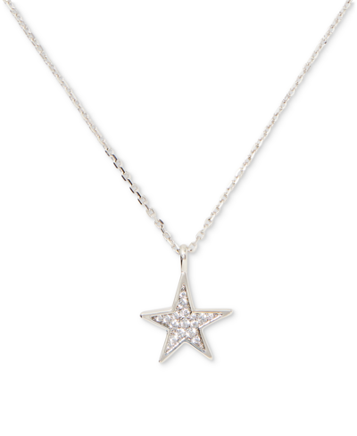 Kate Spade Silver-tone Pave Star Pendant Necklace, 16" + 3" Extender In Clear,silver.
