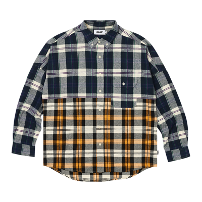 Pre-owned Palace Checkmate Drop Shoulder Shirt 'navy' In Blue
