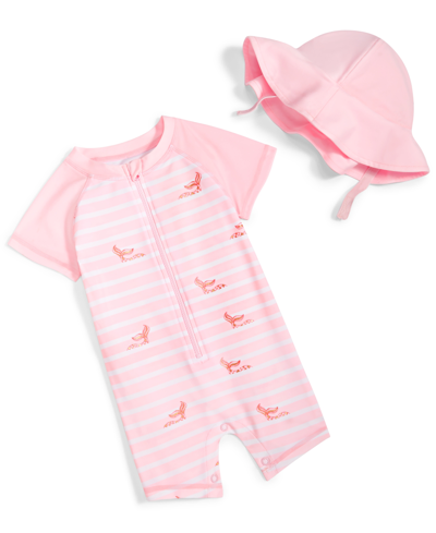 First Impressions Baby Girls Mermaid Rashguard And Hat, 2 Piece Set, Created For Macy's In Festival Pink