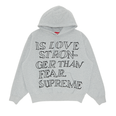 Pre-owned Supreme Stronger Than Fear Hooded Sweatshirt 'heather Grey'