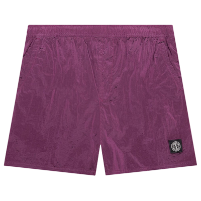 Pre-owned Stone Island Nylon Metal Shorts 'magenta' In Red