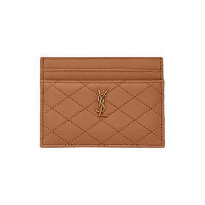 Pre-owned Saint Laurent Credit Card Holder 'ginger Brown'