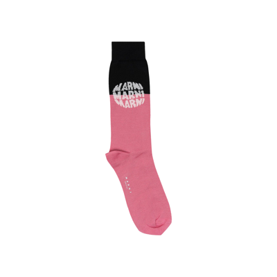 Pre-owned Marni Dot Logo Socks 'camellia' In Pink