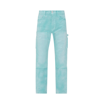 Pre-owned Amiri Jacquard Carpenter Jeans 'aqua' In Blue