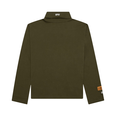 Pre-owned Heron Preston Logo Patch Rollneck Long-sleeve T-shirt 'dark Olive' In Green