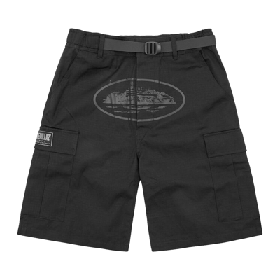 Pre-owned Corteiz Alcatraz Cargo Shorts 'triple Black'