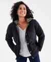 STYLE & CO PETITE LONG SLEEVE HOODED QUILTED JACKET, CREATED FOR MACY'S