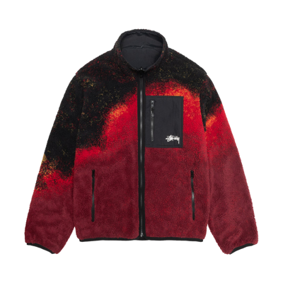 Pre-owned Stussy Sherpa Reversible Jacket 'lava' In Multi-color