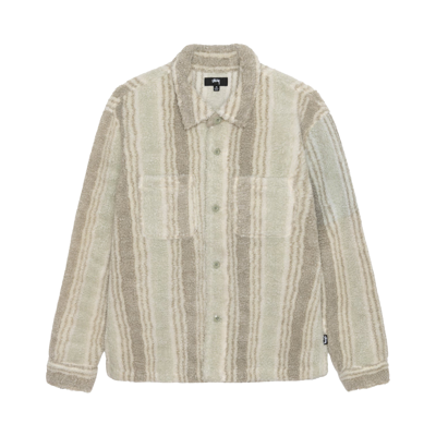 Pre-owned Stussy Striped Sherpa Shirt 'natural' In Multi-color