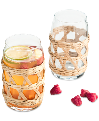 The Cellar Rattan & Glass Tumblers, Set Of 2, Created For Macy's In No Color