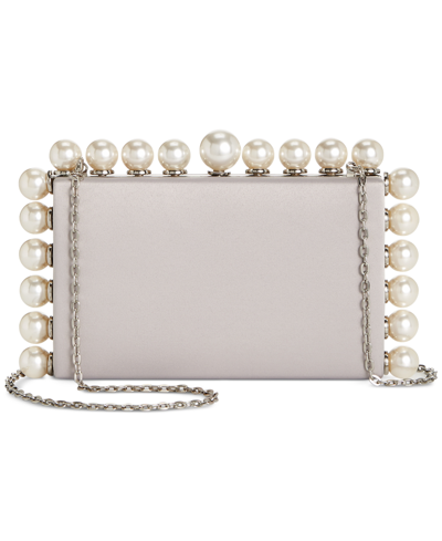 Inc International Concepts East West Embellished Pearl Clutch, Created For Macy's In Silver