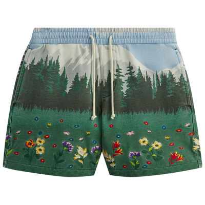 Pre-owned Kith Scenic Fleece Curtis Short 'larimar' In Multi-color