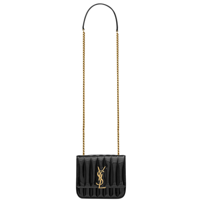 Pre-owned Saint Laurent Vicky Logo Plaque Crossbody Bag 'black'