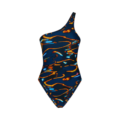 Pre-owned Attico The  One Piece Swimsuit 'blue/yellow'