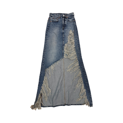 Pre-owned Vetements Destroyed Denim Maxi Skirt 'blue'