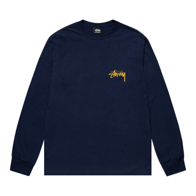 Pre-owned Stussy Landin Long-sleeve Tee 'navy' In Blue