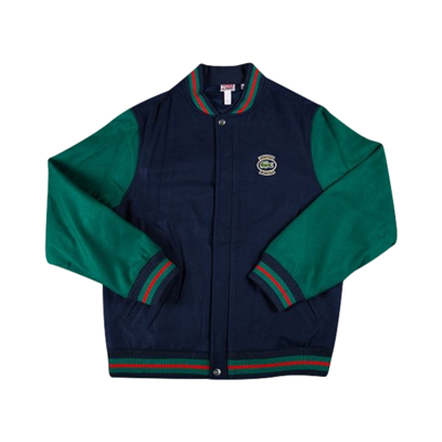 Pre-owned Supreme X Lacoste Wool Varsity Jacket 'navy' In Blue
