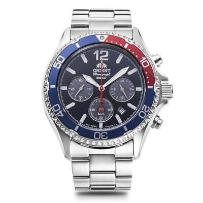 Pre-owned Orient Mako Rn-tx0201l Solar Panda Chronograph Solar Men Watch In Box