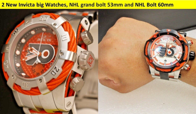 Pre-owned Invicta 2 Big Watches 60mm Nhl Philadelphia Flyers 42198 And 53mm 42021