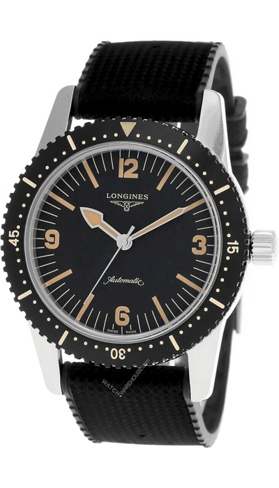 Pre-owned Longines Heritage Skin Diver Auto Ss Black Dial Men's Watch L2.822.4.56.9
