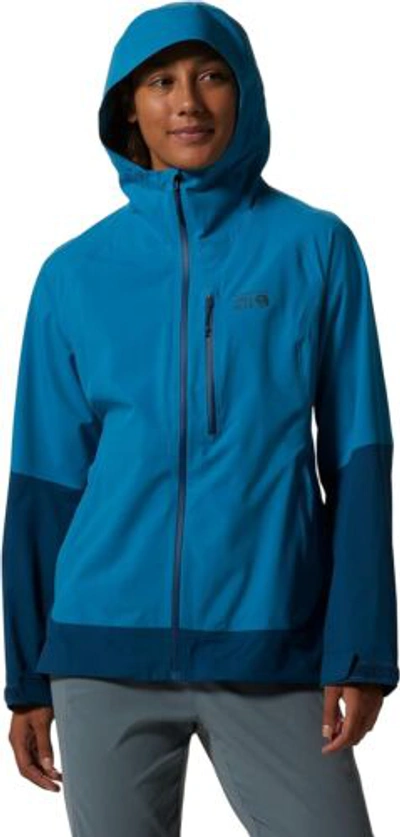 Pre-owned Mountain Hardwear Women's Stretch Ozonic Jacket For Backpacking, Hiking,... In Vinson Blue