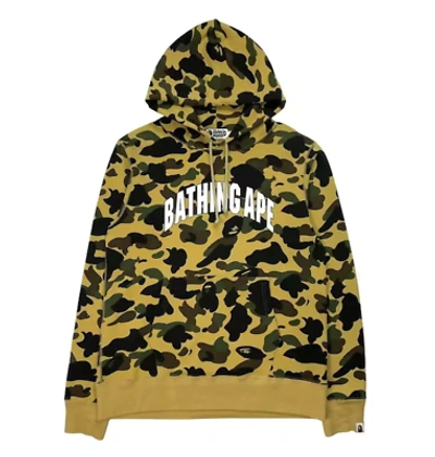 Pre-owned Bape 1st Camo Pullover Hoodie Yellow [001ppi801009mtel]